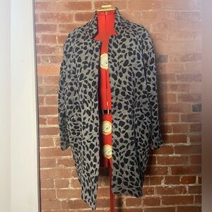Stylish Gray Leopard Print Pea Coat